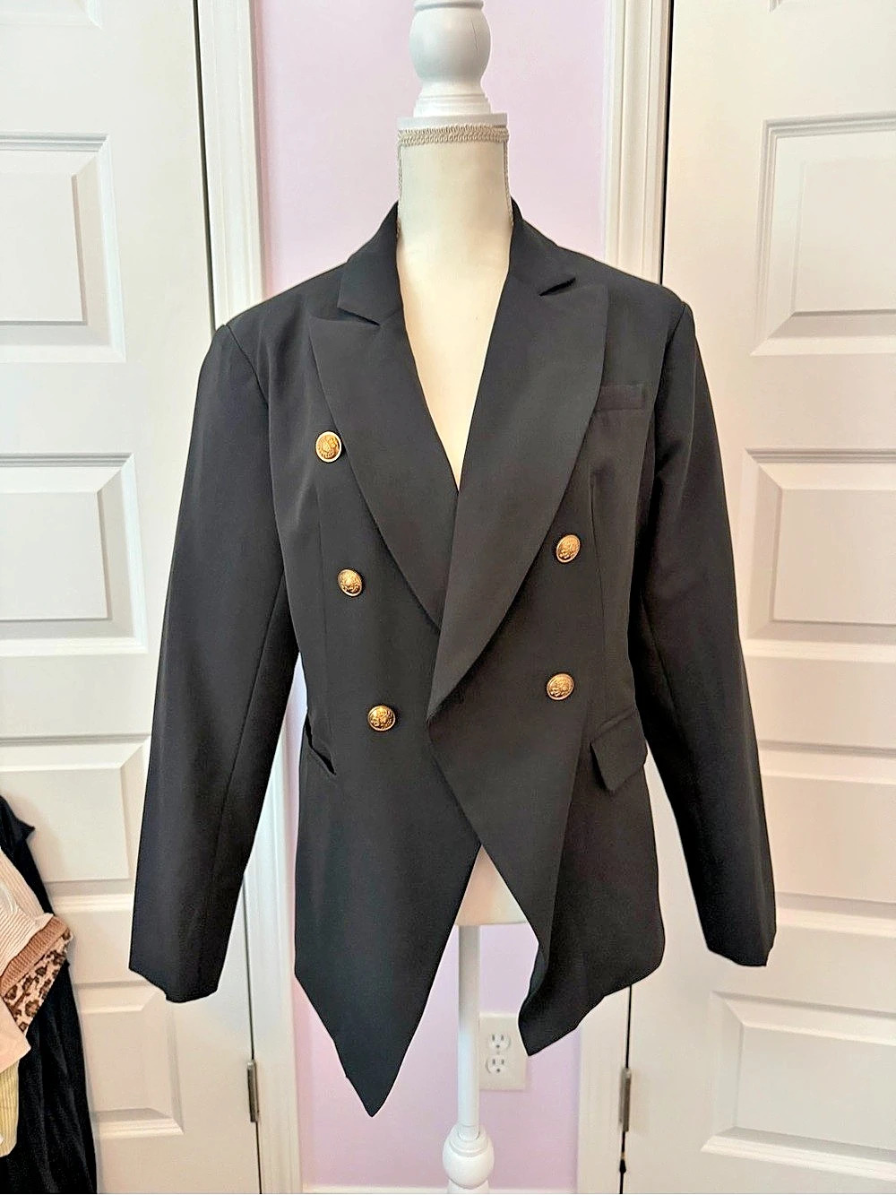 Double-Breasted Blazer in Black Size XL